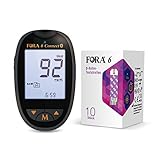 Bluetooth-Datenübertragung ForaCare 10pcs β-Keton Teststreifen mit 6 connect Blutzuckermessgerät (mg/dl), Genauen Echtzeitwert der Ketonkörper in Blut, Selbsttest, Früherkennung von Ketoazidose, Keto Ernährung, low Carb Diät *1