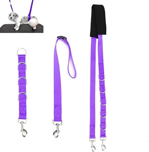 ペットリード紐 ストラップ トリミングテーブル専用 美容室 ペット用品 犬 猫 動物病院用 トリミング台用 犬用リード 三点セット ブラック (A)