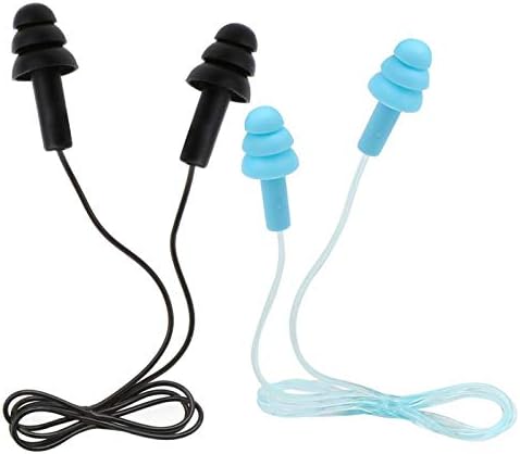 Junhua Ear Plugs,Reusable Silicone Waterproof Earplugs, Comfortable with Cord Ear Plugs for Sleeping, Snoring, Swimming, Work, Travel and Loud Events, 2 Pair -32 NRR