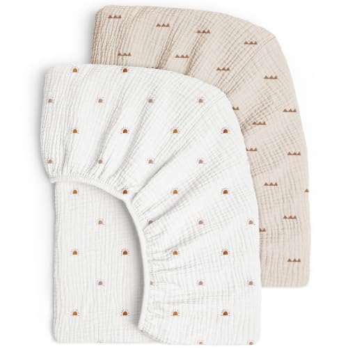 lulumoon Spannbettlaken 70x140 Musselin für Kinderbett: 100% Baumwolle – Ansicht 1