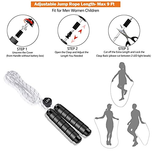 image for Glovion LED Jump Rope with Lights, USB Rechargeable Light Up Jumping R