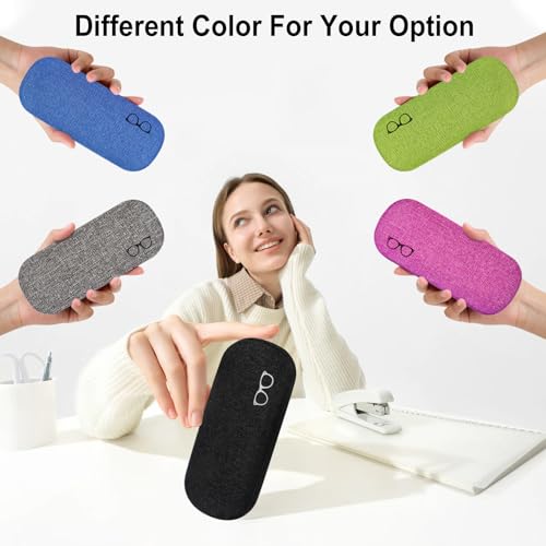 Image of Glasses Case Hard Shell Eyeglass Case with Cleaning Cloth Unisex Reading Hard Glasses Cases for Women Men