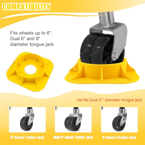 Image of Trailer Jack Wheel Dock, Tongue Jack Wheel seat, Prevents Jack Wheel from Digging into Sand, Grass and Mud, Caster Stopper for Single 6'' 8'' and Dual 6''，Fits All Trailer tire Wheel Dock