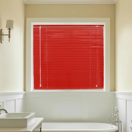 Persianas Horizontales para Casa, Oficina, Baño, Dormitorio, Persiana Veneciana de Aluminio Protección Solar y Privacidad, estores enrollables para Interior/Exterior(Rojo)