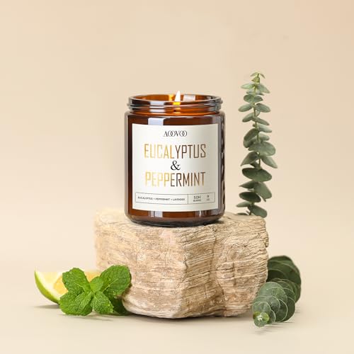 Image of AOOVOO Eucalyptus Mint Candles - 9 oz Scented Candles, Aromatherapy Candle, Soy Candle for Home Scented