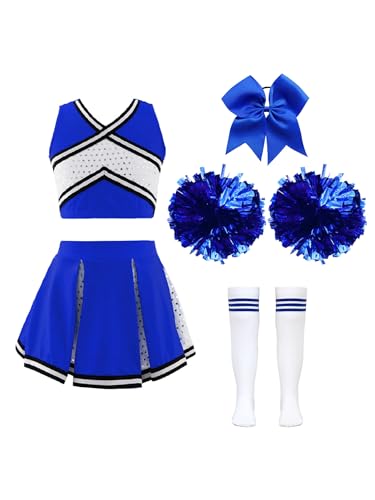 Opiniones y reviews de Ropa de Cheerleading y animación para Niño más recomendados. 45 Agoky Disfraz De Animadora Niña Crop Top con Falda Plisada Y Pompones Uniformes De Porristas Vestido Brillante De Fiesta Halloween Carnaval Un Azul 7-8 Años