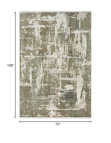 Tapete decorativo Abani Savoy 6' x 9' verde y crema miniatura 2