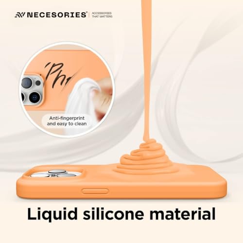 Image of Liquid Silicone Case Compatible for iPhone 13 Pro Max Case,Full Body Protective Cover, Shockproof, Slim Phone Case, Anti-Scratch Soft Microfiber Lining, 6.3 inches (Orange)