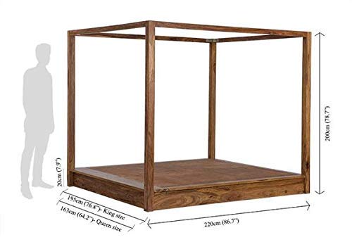 Image of Sheesham Solid Wood Poster Capital Bed for Home| Beautiful Bedroom (Brown, Queen)