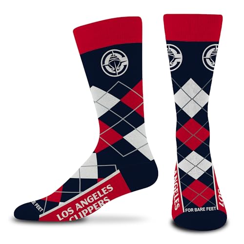 For Bare Feet NBA LOS ANGELES CLIPPERS Argyle Remix Premium Dress Sock Team Color OSFM