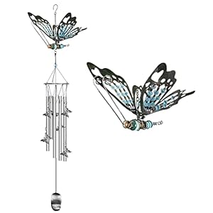 Wind Chimes – 48” Extra Large Butterfly Wind Chimes for Outside Deep Tone 5 Aluminum Tubes, Birthday/Anniversary…