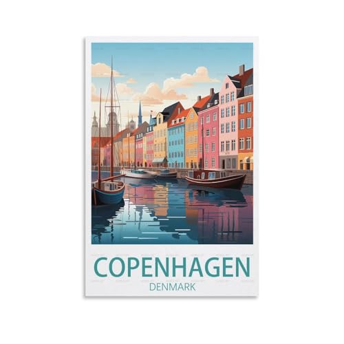 PuPLuM Poster vintage de Copenhague Danemark sur toile pour décoration d'intérieur : salon, 20 x 30 cm