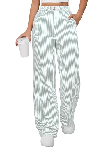 Image of ANRABESS Womens Gingham Striped Boxer Pants | 2026 Fall Outfits,Wide Leg Elastic Waist with Pockets,Casual Lounge Pajama Bottoms,Lightweight Breathable,Fashion Clothing