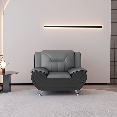 Sillón con tapizado acrílico gris y negro durable miniatura 1