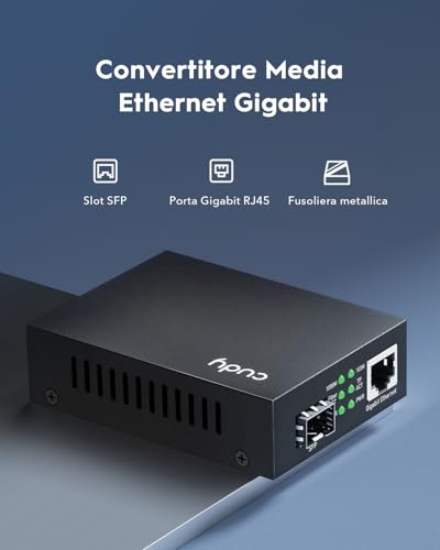 Cudy Convertitore Multimediale Gigabit-Ethernet MC220, Slot Gigabit-Ethernet RJ45 A Spf 10/100/1000 Mbps Per Gigabit, Supporto Per Moduli 1000Base-Sx/Lx/Lh-Sfp-Mini-Gbic, Modem In Fibra Ottica - 2