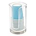 mDesign Plastic Small Compact Disposable Paper Cup Dispenser, Mouthwash Rinsing Cups Storage Holder for Bathroom Vanity Countertops, Makeup Table, Powder Room, Lumiere Collection, Clear/Brushed Chrome