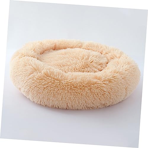 Kisangel Luxus Haustier Bett Runde Donut Katze Hund Kissen Selbst-erwärmung Funktion Größe Beige