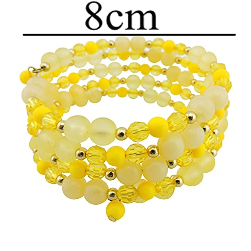 Coiris Multi Layers Statement Yellow Beaded Bracelet Adjustable Strand Bangle Bracelet for Women4