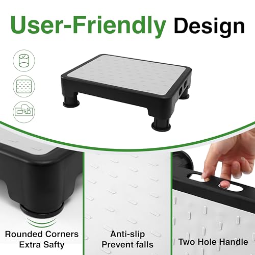 Image of COOL-ANGLE Adjustable Step Stool for High Beds & SUV - Non-Slip Mobility Platform for Seniors, 650lbs Capacity, 3 Heights (3.4 inch-5.4 inch), Wide Safety Base for Car & Bath, 16.5 inchx12.6 inch, Gray