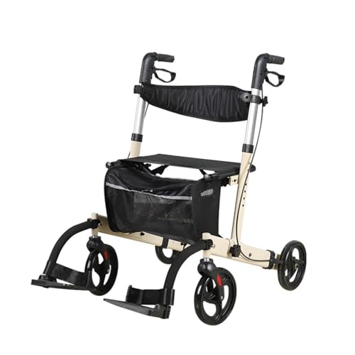 SFKLYU 高齢者用歩行器 軽量折りたたみ式アルミ製歩行器、車輪と収納バッグ付き、高齢者と大人用,A9