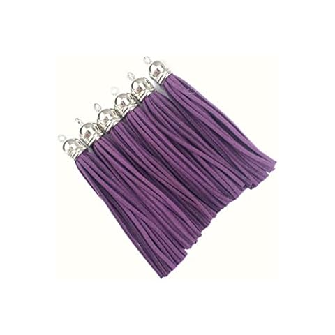 QIANHAILIZZ 20 Silver 3-1/2 Inch Faux Suede Tassel Charm Keychain Cellphone Straps D451 (violet) Cover