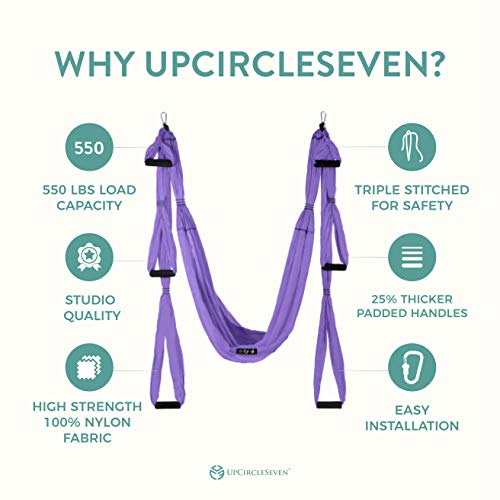UpCircleSeven Aerial Yoga Swing Set Ceiling Mount Accessories, Purple
