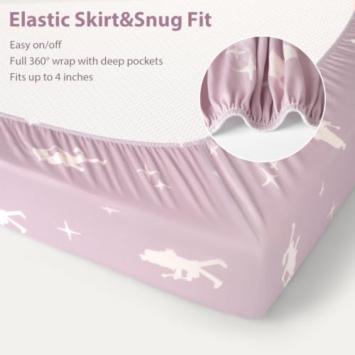 Image of Baby Bedside Bassinet Sheets Fitted, 33 inchx20 inch Compatible with Baby Delight Dream On Me & Most Rectangle Bedside Sleeper Bassinet Mattresses, Super Soft Microfiber Pink Ballet