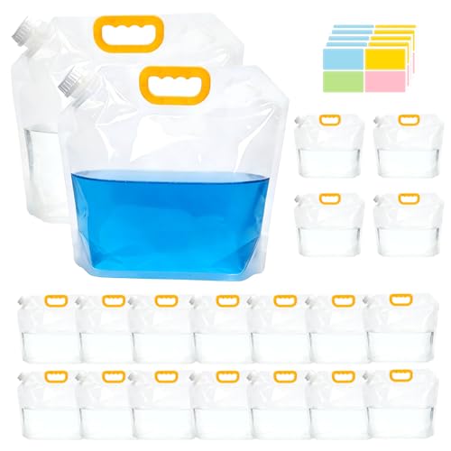20 Piezas Bolsa Contenedor de Agua Plegable de 1.3 Galones para Camping