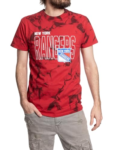 Calhoun NHL Surf & Skate Mens Crystal Dyed Short Sleeve Crewneck T-Shirt (New York Rangers X-Large)