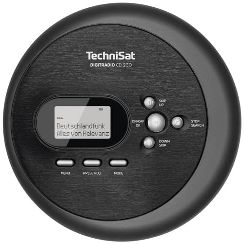 TechniSat DIGITRADIO CD 2GO BT - portabler CD-Player mit 2 Akku (Discman, mit MP3 Resume-Funktion, Bluetooth, ASP, Kopfhörer mit integrierter Antenne, DAB+/UKW Empfang, Equalizer, Favoritenspeicher)
