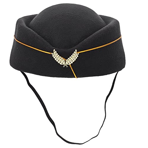 Gadpiparty Stewardess Hut Airline Stewardess Cap Uniform Flugzeug Stewardess Cap Cosplay Perform Damen Damen Cap Für Party Performance Kostüm Zubehör Schwarz Cover