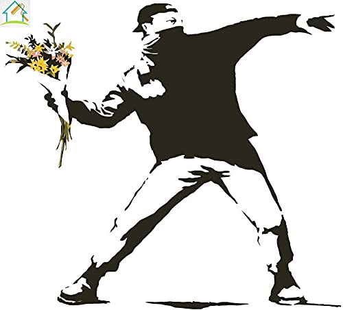 2021年の新家の装飾のウォールステッカーは削除できますおしゃれ ウォールステッカー 壁紙 DIY (花を投げる少年banksy, 90*80cm)