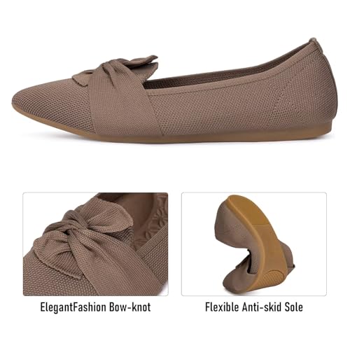Image of Frank Mully Women's Casual Loafer Flats Slip On Loafer Shoes Comfortable Knit Flat Shoes Classics Pointy Toe Loafer Flats,for Work,Travel