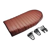 Motorcycle Cafe Racer Seat Universal Flat Brat Vintage Saddle Seat For CB Yamaha XJ (Brown)