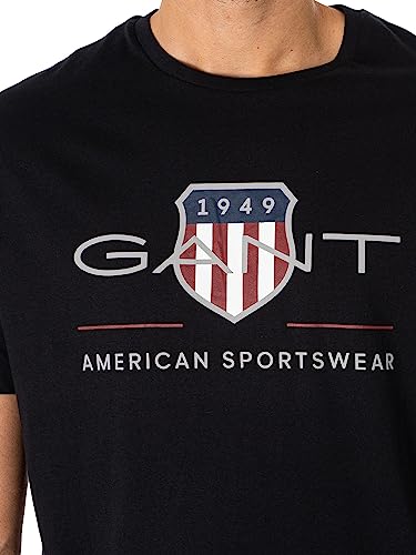 Gant Herren Reg Shield T-Shirt T Shirt, Schwarz, M EU – Ansicht 5