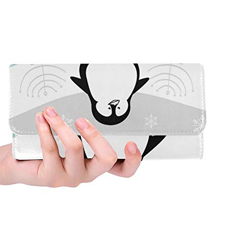 Preisvergleich Produktbild JOCHUAN Einzigartige Benutzerdefinierte Tiere Winter Schnee Grafikdesign Vektor Frauen Trifold Brieftasche Lange Geldbörse Kreditkarteninhaber Fall Handtasche