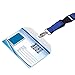 1 Pack Horizontal Heavy Duty Clear ID Badge Holder Card Holder with Resealable Zip for Multiple Cards (Vinyl PVC) by Wisdompro - Blue Zip