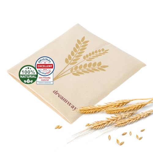 Dreamway - Cojín térmico microondas con trigo 21x21cm - Alternativa a la bolsa de agua - Almohadilla térmica con funda 100 % algodón lavable - Alivia dolores musculares y articulares