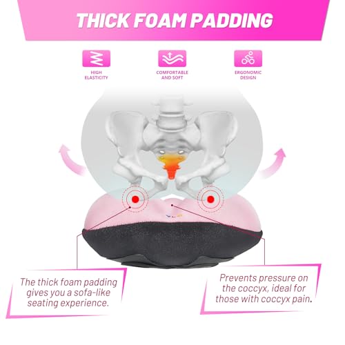 YLG Pink Bike Seat Cushion - Gel Padded Bicycle Seat Cover for Women with Adjustable Velcro Straps - Compatible with Peloton, Spin, Indoor & Outdoor Bikes