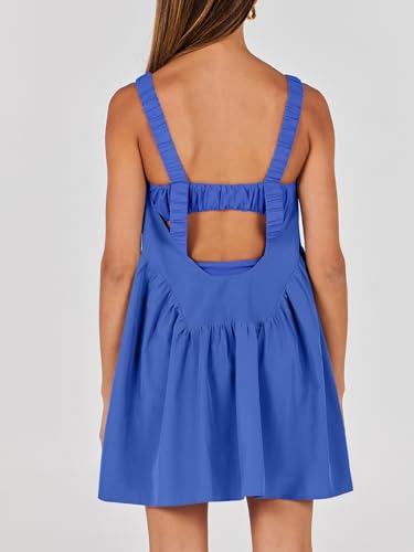 ANRABESS Minivestido feminino sem mangas de verão com sutiã embutido e shorts casuais recortados par