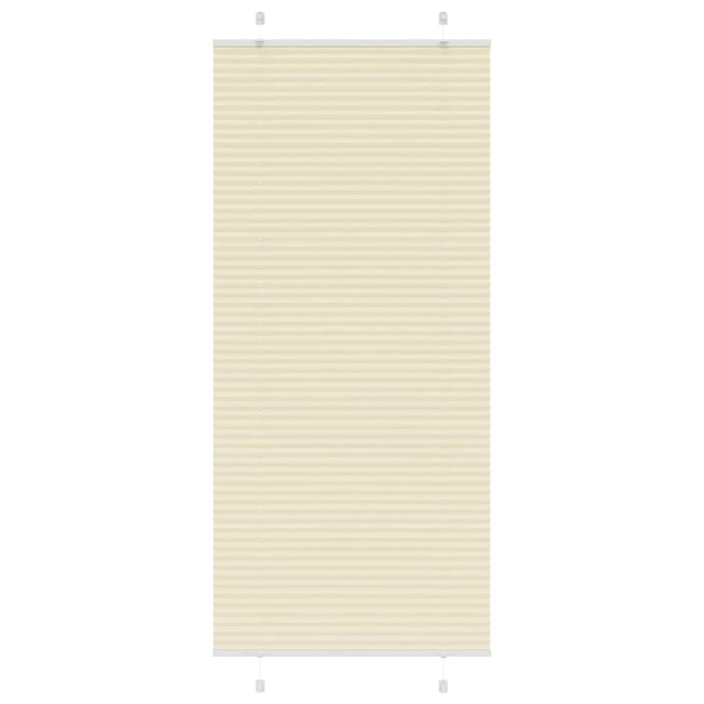Plissee Creme 90x200 cm Stoffbreite 89,4 cm Polyester Sichtschutz Rollo mit Klemmen und Bohren für Fenster, Innen, Wohnzimmer, Schlafzimmer, Büro, Küche, Bad, Blickdicht, Sonnenschutz