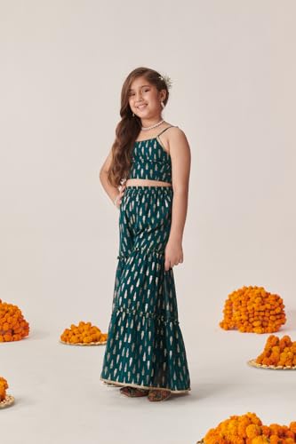 Pspeaches Girl's Georgette Sharara Set (Sha-Tealggt-8-10Y_Teal
