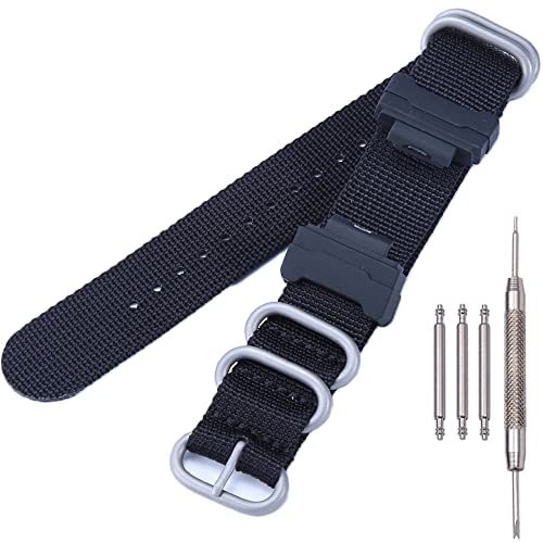 MCXGL Conversion RAF Nylon Strap +Adapters Replacement for Casio 16mm series watch band, Black + silver buckle, 16mm, Sports (B07W78PY6X) Amazon Price History, Amazon Price Tracker