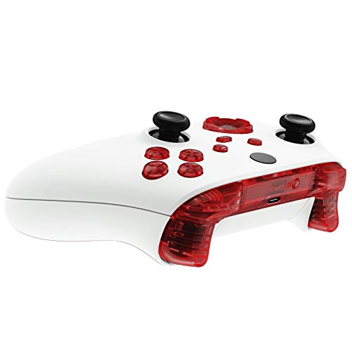 Image of eXtremeRate Replacement Buttons for Xbox Series X & S Controller, Clear Red Custom Accessories Repair Bumpers Trigers Dpad ABXY Start Back Sync Share Keys Parts for Xbox Core Wireless Controller