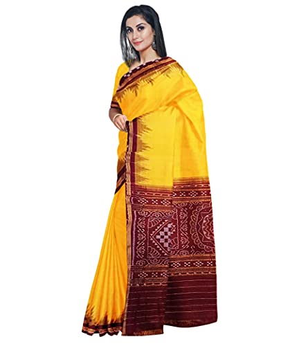 Image of Ikat Women Cotton Saree, Handmade Pure Cotton Khandua Saree, Ikkat Orissa Traditional Handloom Saree Without Blouse 45