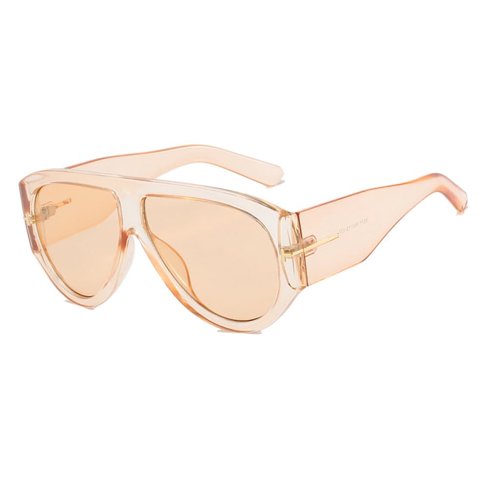 Lranolwxv Women's Lightbrown Champagne Oversized Sunglasses Uv400 Protection Pilot Thick Temples Sun Glasses Luxury Sunnies Outdoor Travel Street