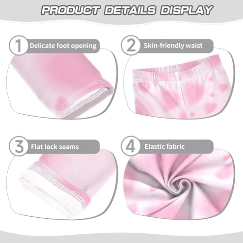 Romantic Heart Girls Leggings,Workout Leggings for Girls Toddler Athletic Leggings Size for 3-10T3