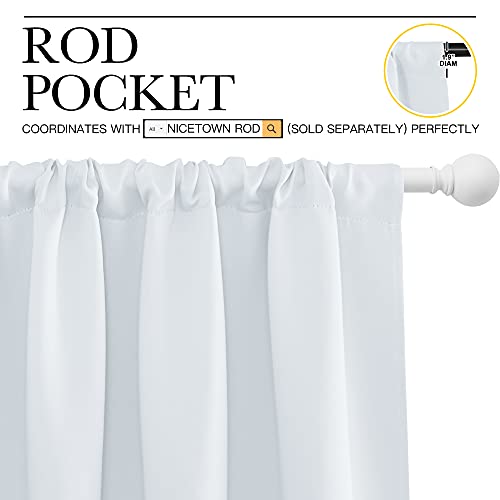 NICETOWN Greyish White Bedroom Curtain Panels - Multi-Function Noise Reducing Performance Window Treatment Thermal Insulated Room Darkening Drapes for Nursery (2 Panels, 52 in x 95 in (W x L))