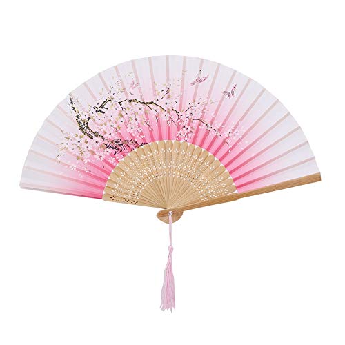 AUNMAS Abanicos de mano plegable Dancing Fans Props Chino Japonés Vintage Vintage Home Office Decoración Artesanía para regalos de boda Favores de fiesta(4 #) Cover