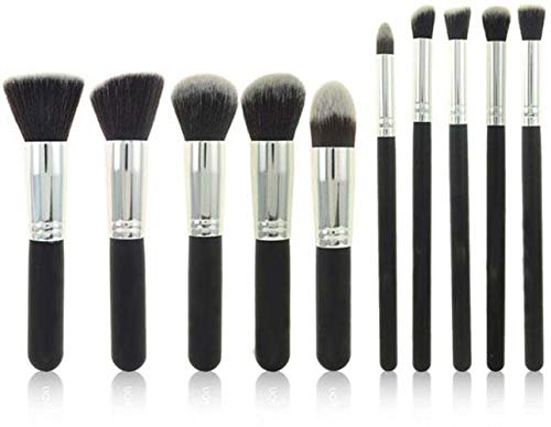 10 Pieces Makeup Brushes Set for Faces Eyes Eyeshadow Eyeliner Foundation Blush Lip Bronzer,Black